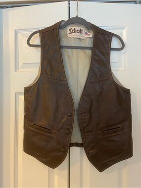 Schott NYC Sportswear Label with American Flag Patch - Brown Accents